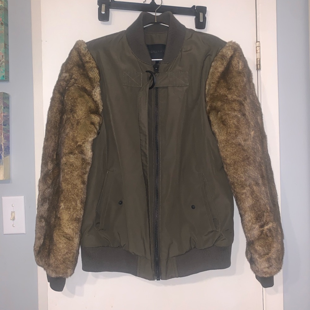Kendall & Kylie Khaki Jacket with Ribbed Collar